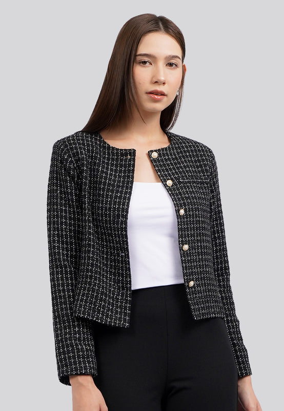 Long Sleeve Tweed Blazer