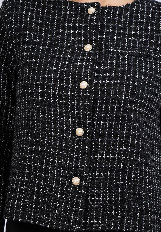 Long Sleeve Tweed Blazer