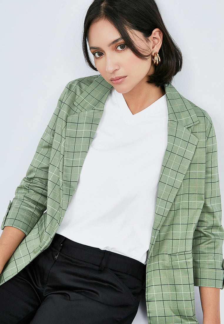 Printed 3/4 Sleeves Blazer