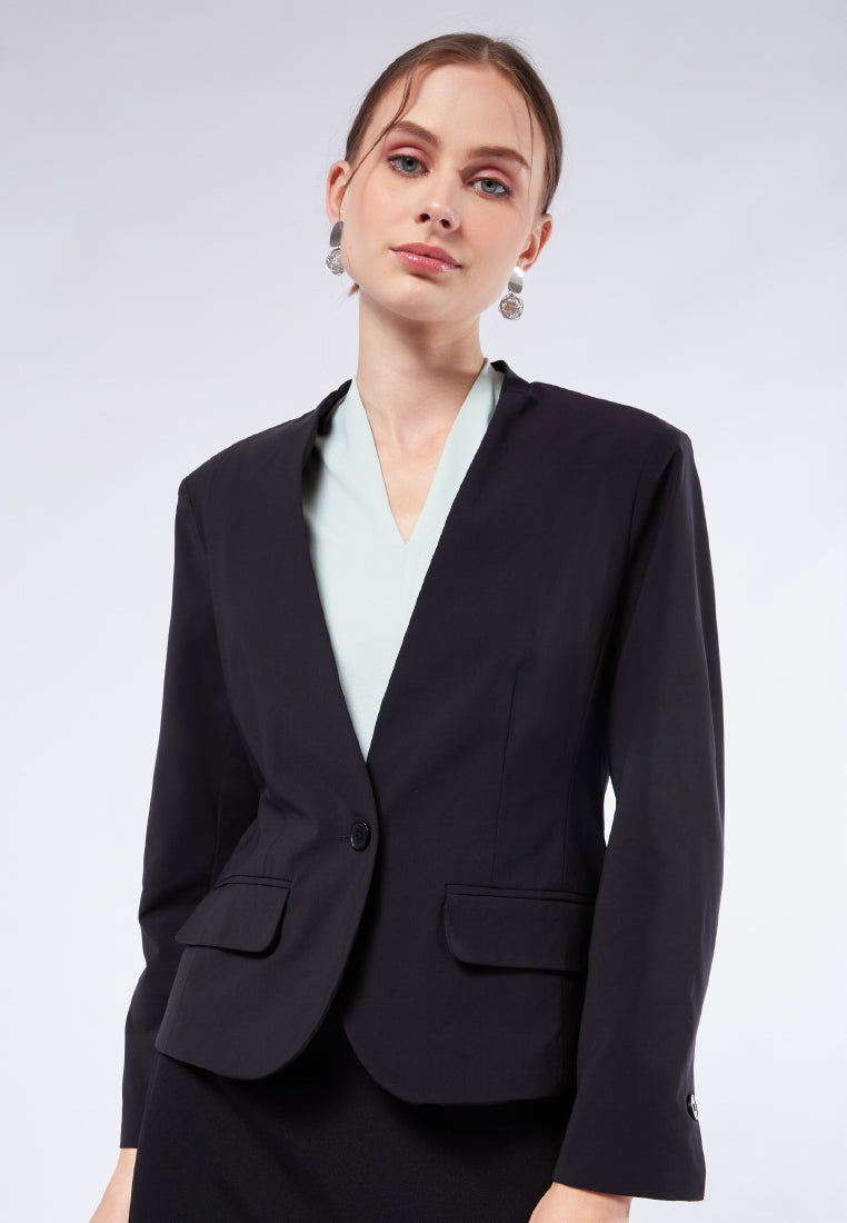 V-Neck Long Sleeve Blazer