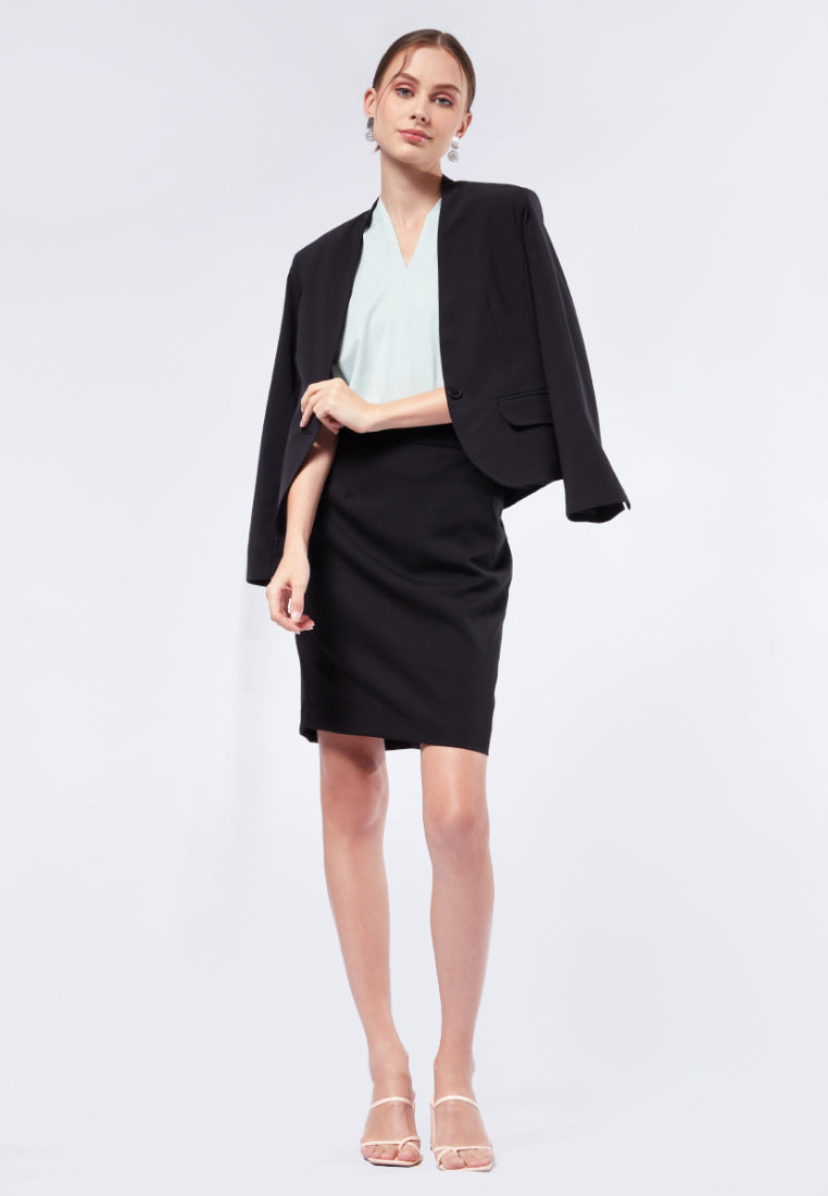 V-Neck Long Sleeve Blazer