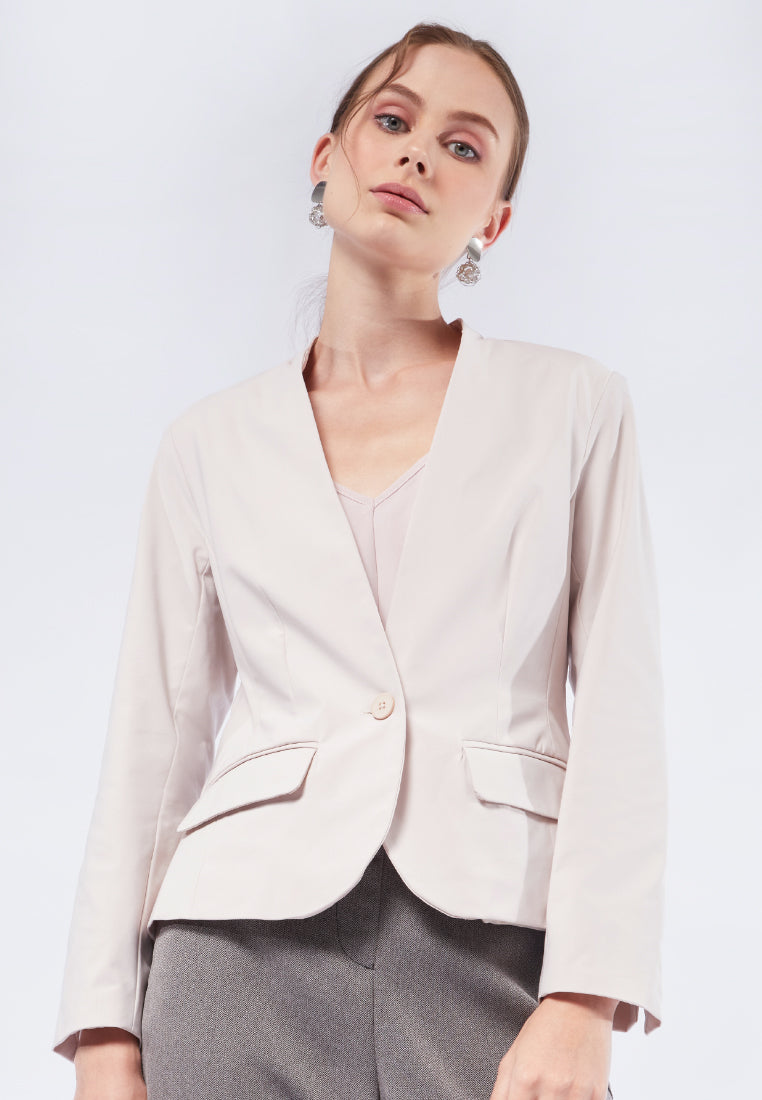 V-Neck Long Sleeve Blazer