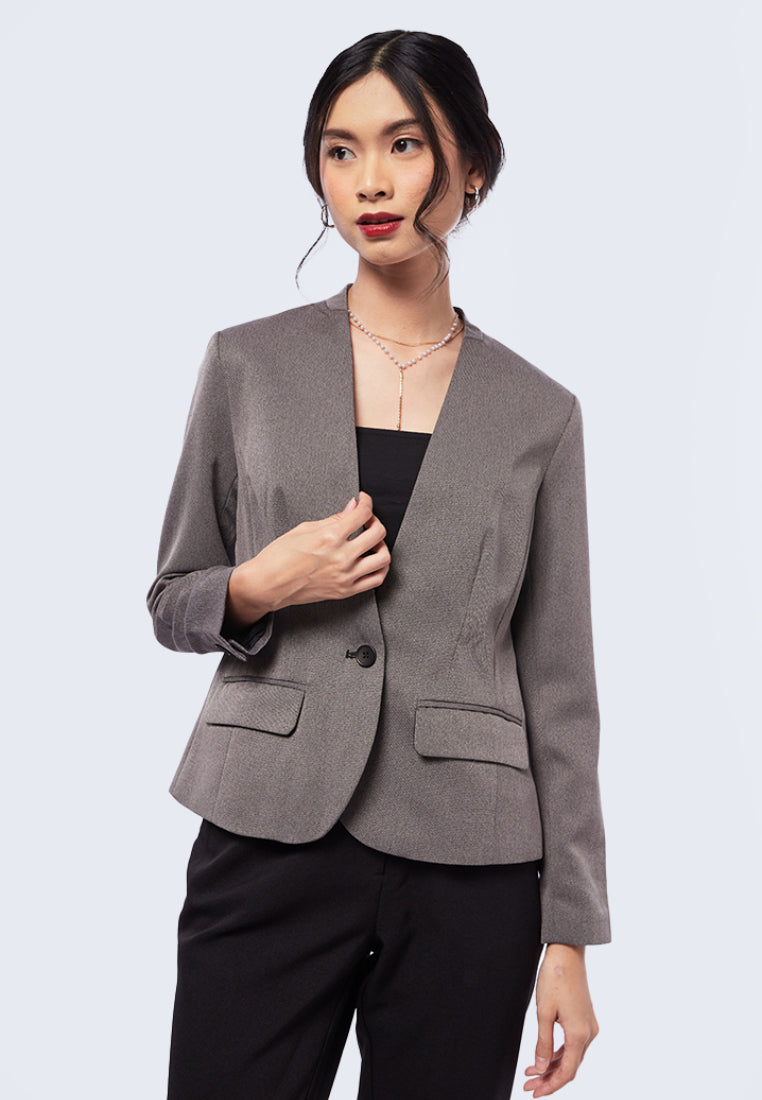 Long Sleeve Herringbone Blazer