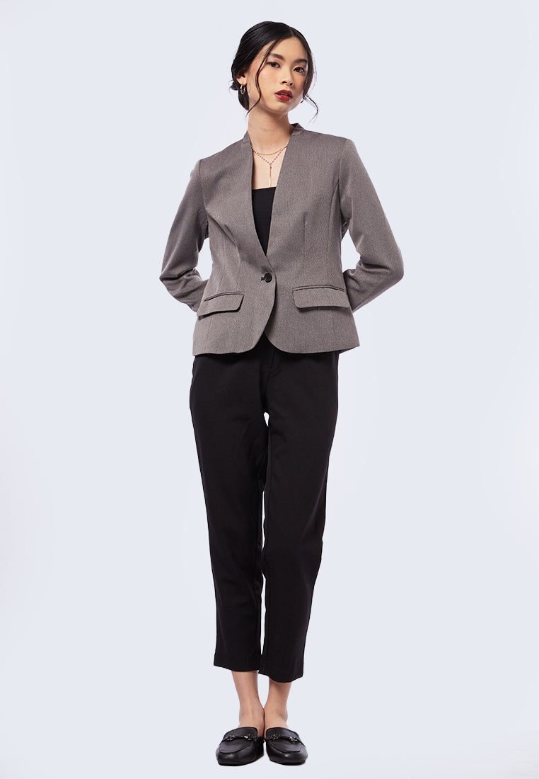 Long Sleeve Herringbone Blazer