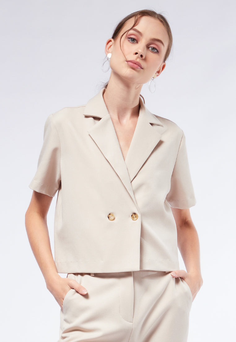 V-Neck Short Sleeve Blazer