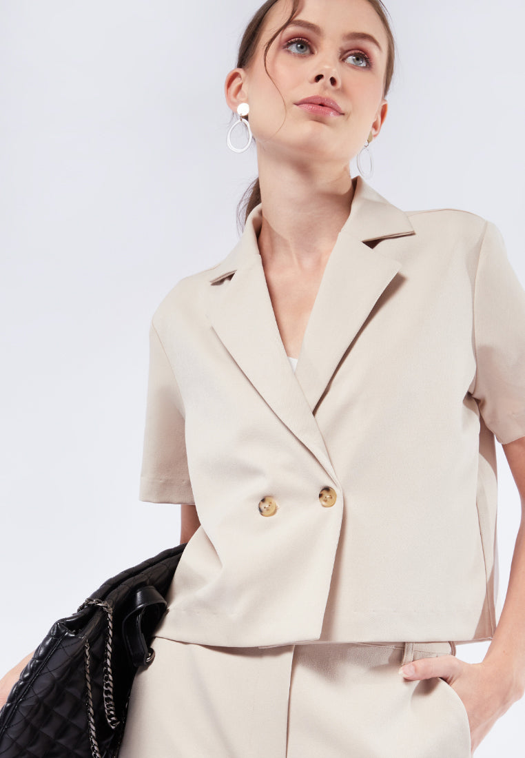 V-Neck Short Sleeve Blazer