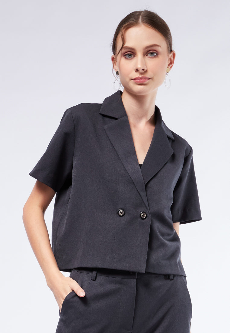 V-Neck Short Sleeve Blazer