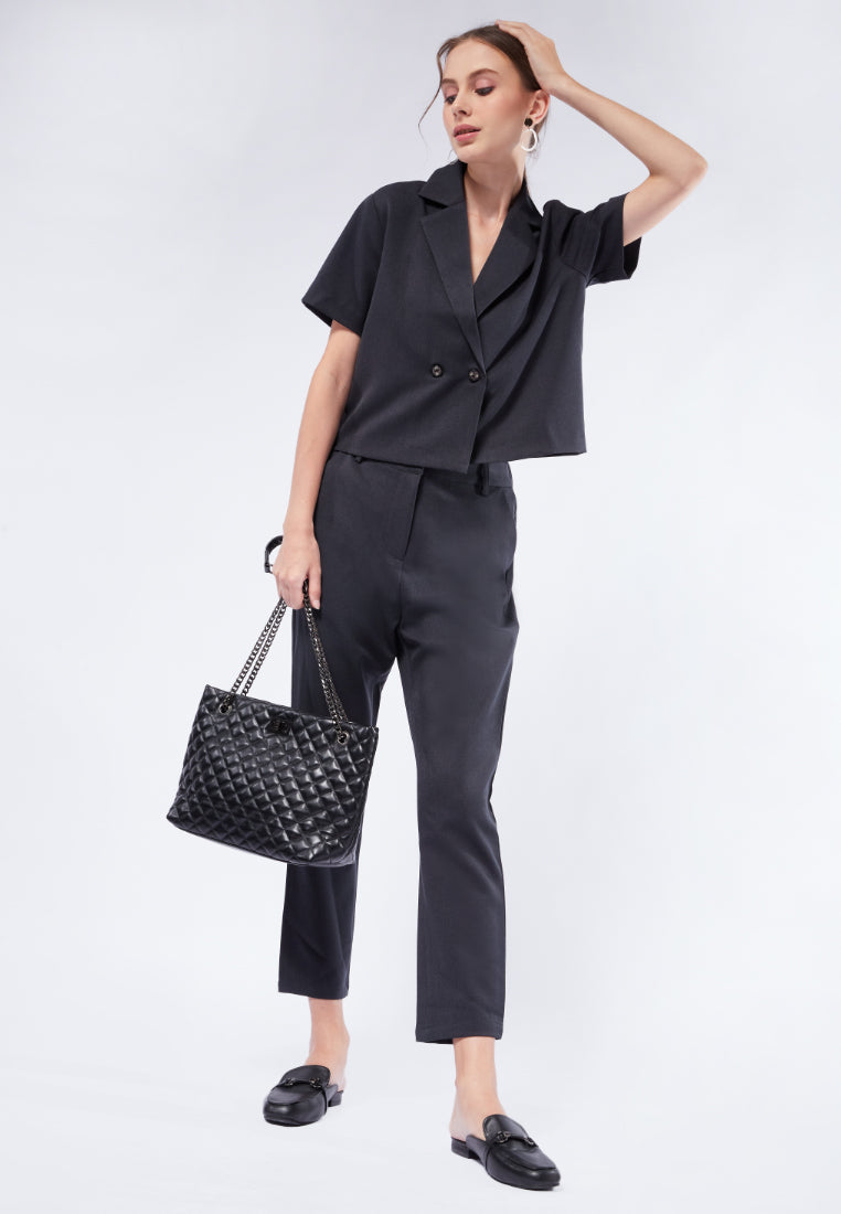 V-Neck Short Sleeve Blazer