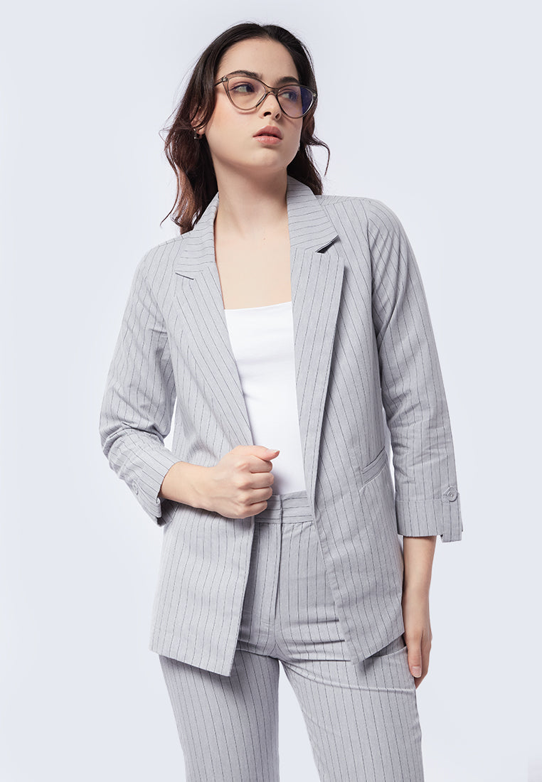 Striped Blazer with Lapel