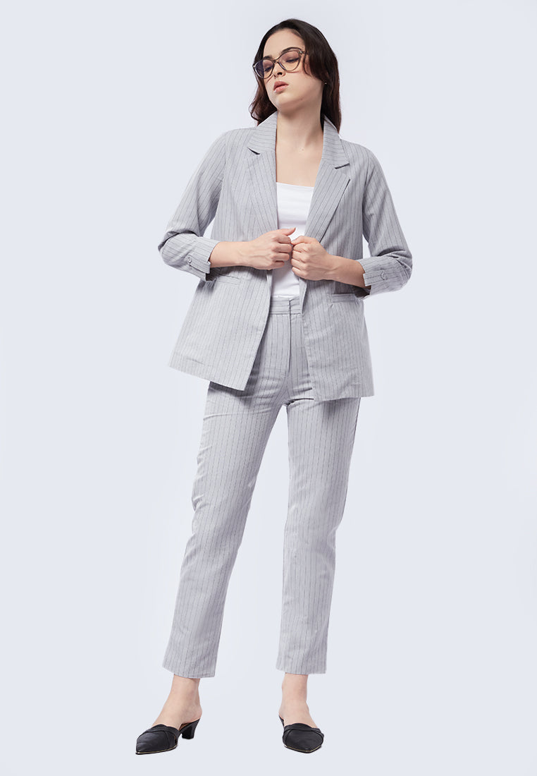 Striped Blazer with Lapel