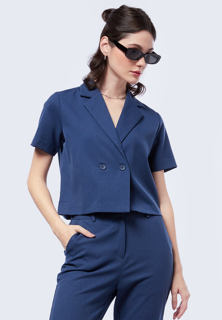 Double Breasted Short Sleeve Blazer