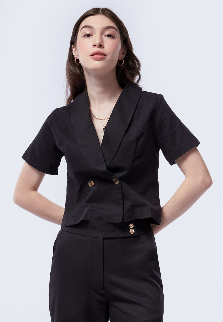 Double Breasted Short Sleeve Blazer