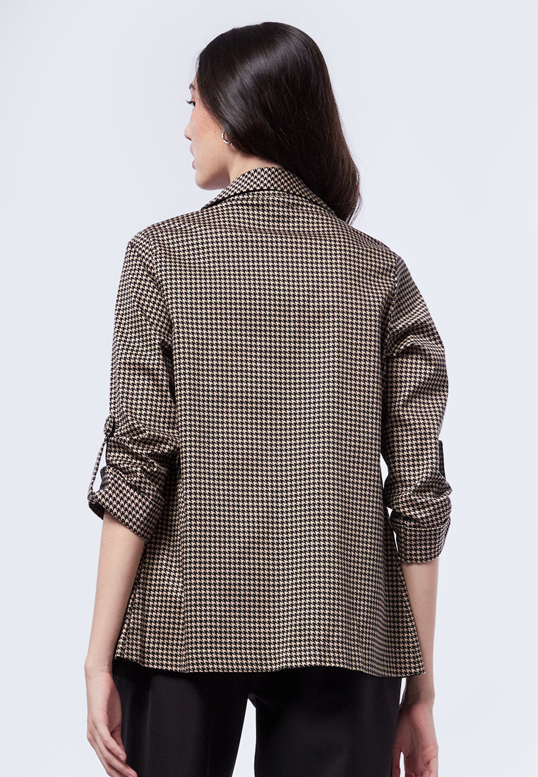 Printed Roll Up Sleeves Blazer