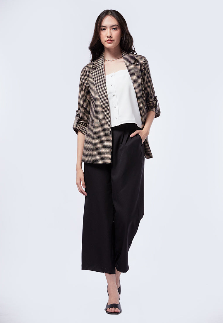 Printed Roll Up Sleeves Blazer