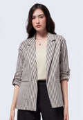 Printed Roll Up Sleeves Blazer