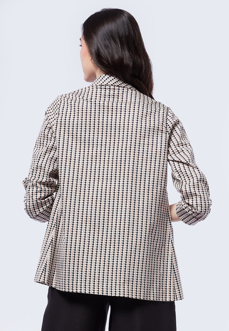 Printed Roll Up Sleeves Blazer