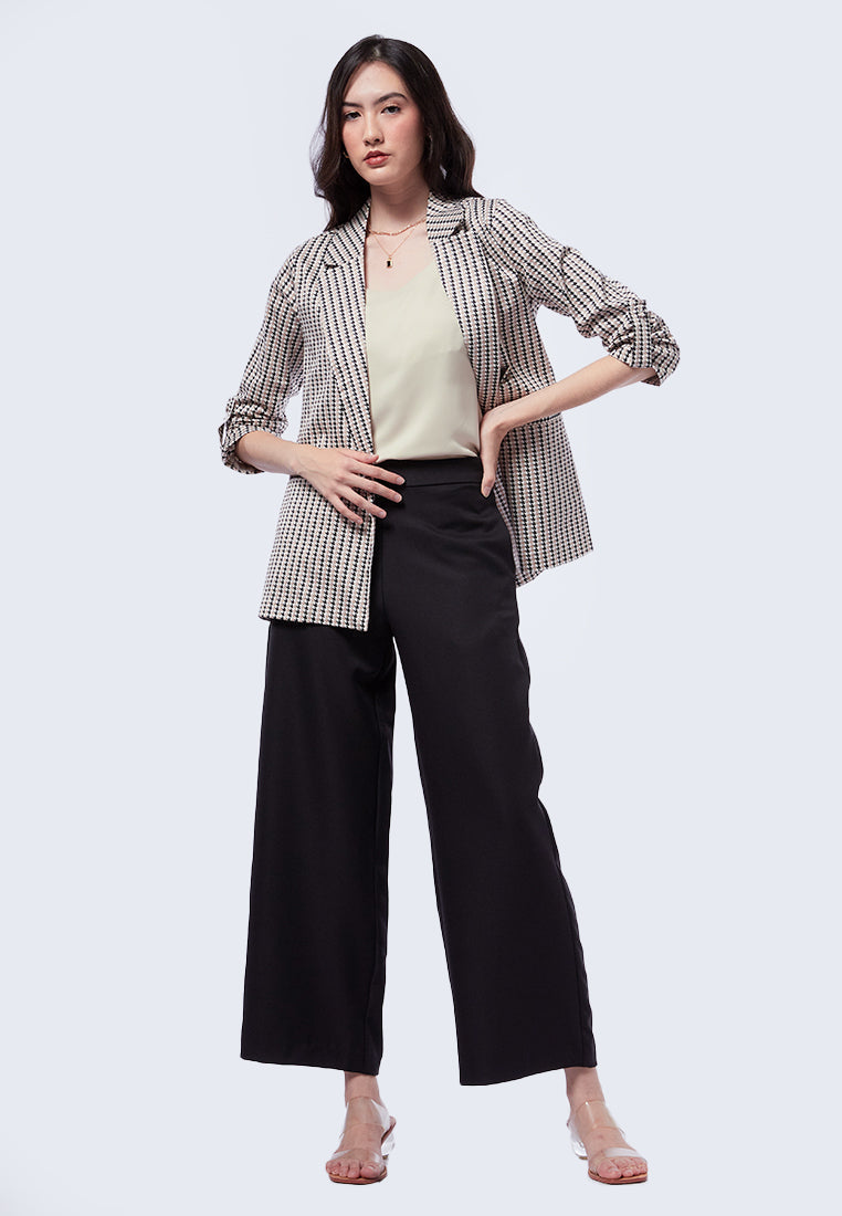 Printed Roll Up Sleeves Blazer
