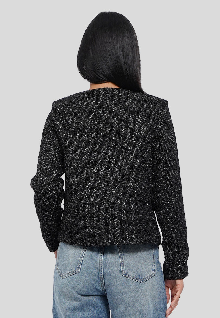 Round Neck Tweed Blazer