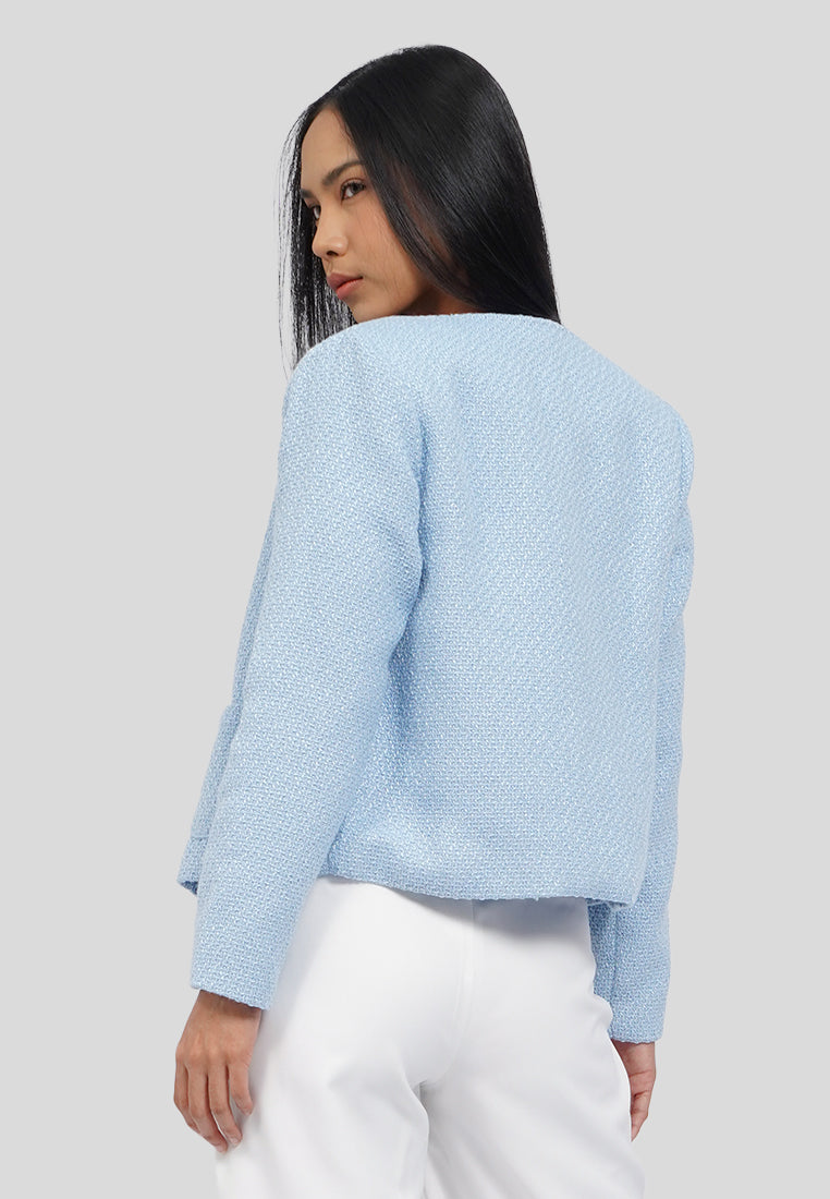 Round Neck Tweed Blazer