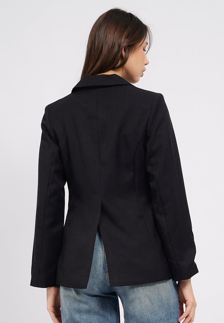 Ruched Sleeves Blazer