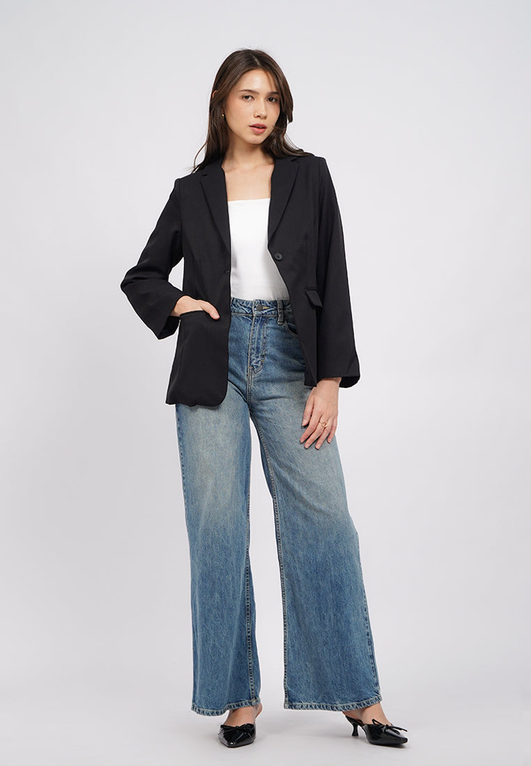 Ruched Sleeves Blazer