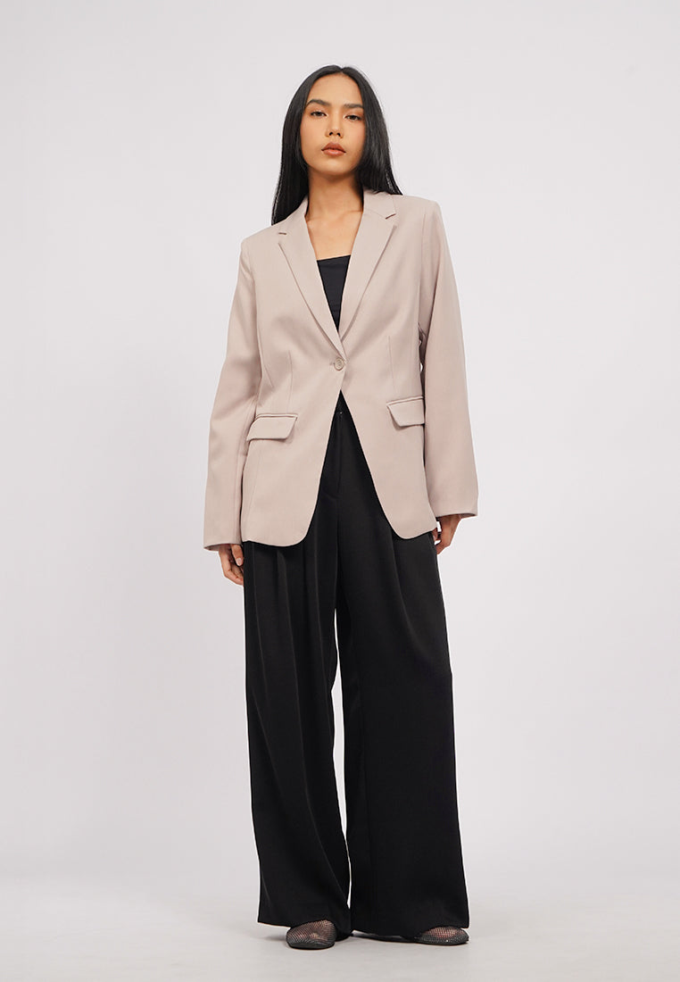 Ruched Sleeves Blazer