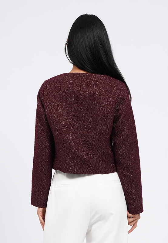 Asymmetrical Long Sleeve Tweed Blazer