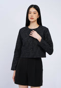 Round Neck Textured Blazer