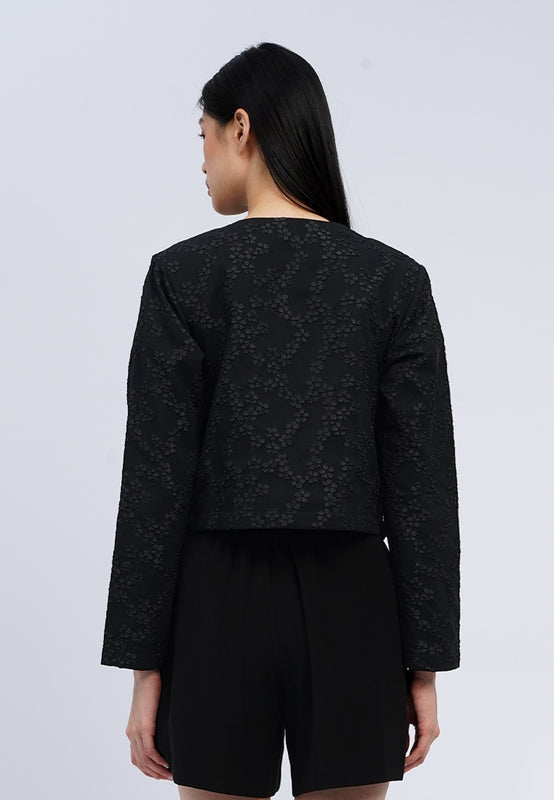 Round Neck Textured Blazer