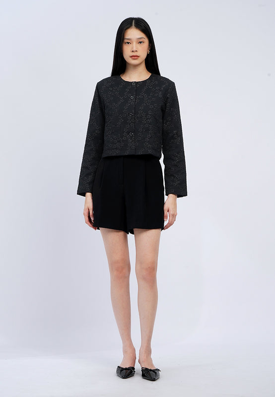 Round Neck Textured Blazer