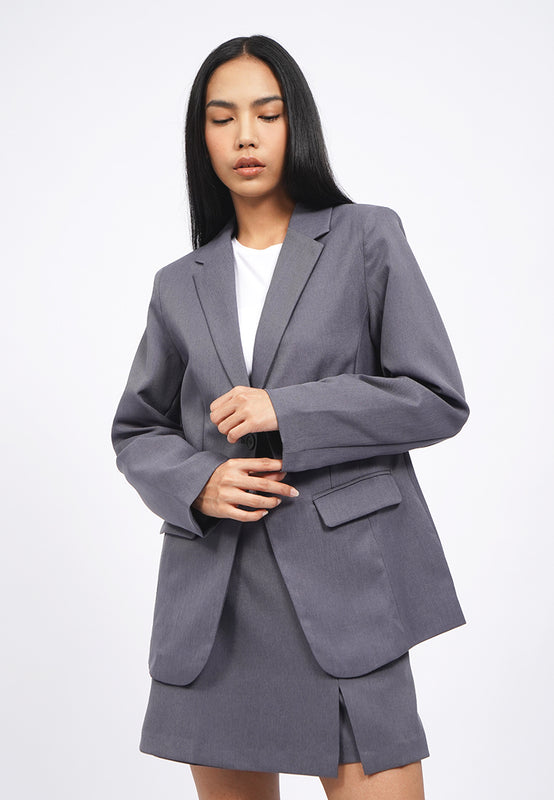 Regular Fit Blazer with Elastic Sleeves