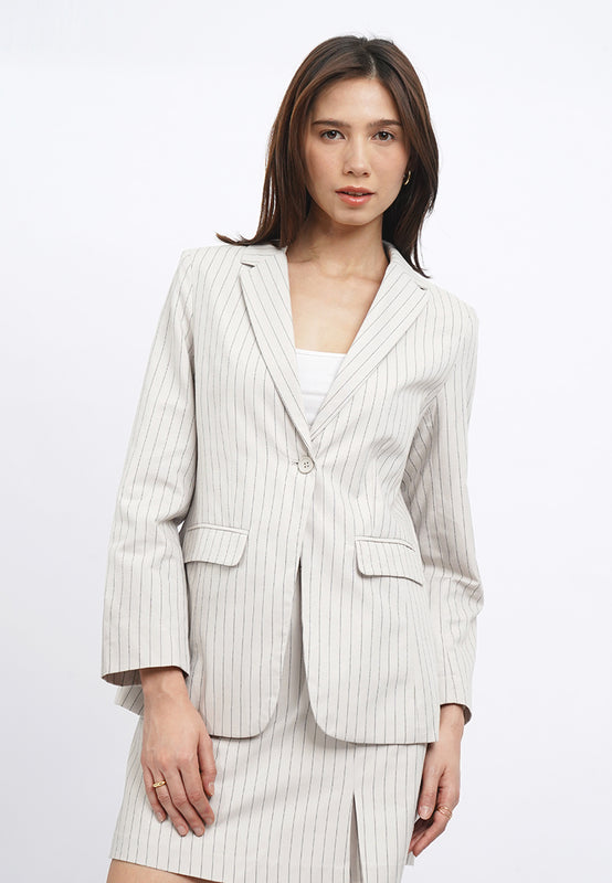 Stripes Blazer with Elastic Sleeves