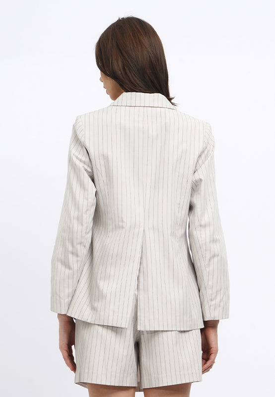 Stripes Blazer with Elastic Sleeves