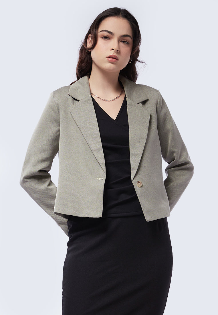 Single Button Cropped Blazer