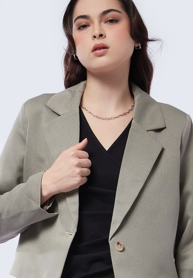 Single Button Cropped Blazer