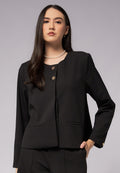 Round Neck Buttoned Blazer