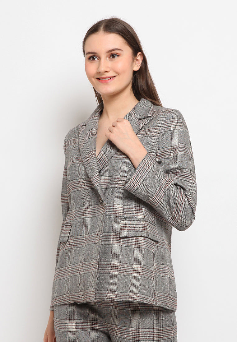 Wrap checked blazer