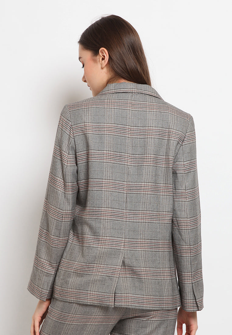 Wrap checked blazer