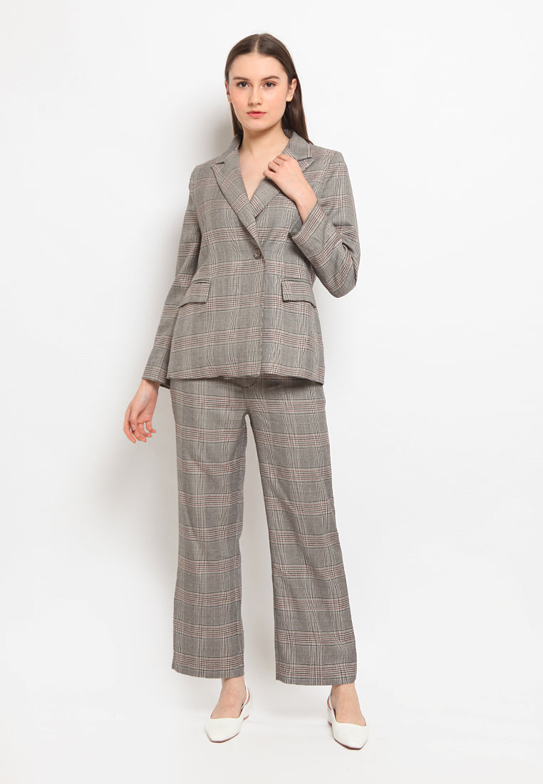 Wrap checked blazer