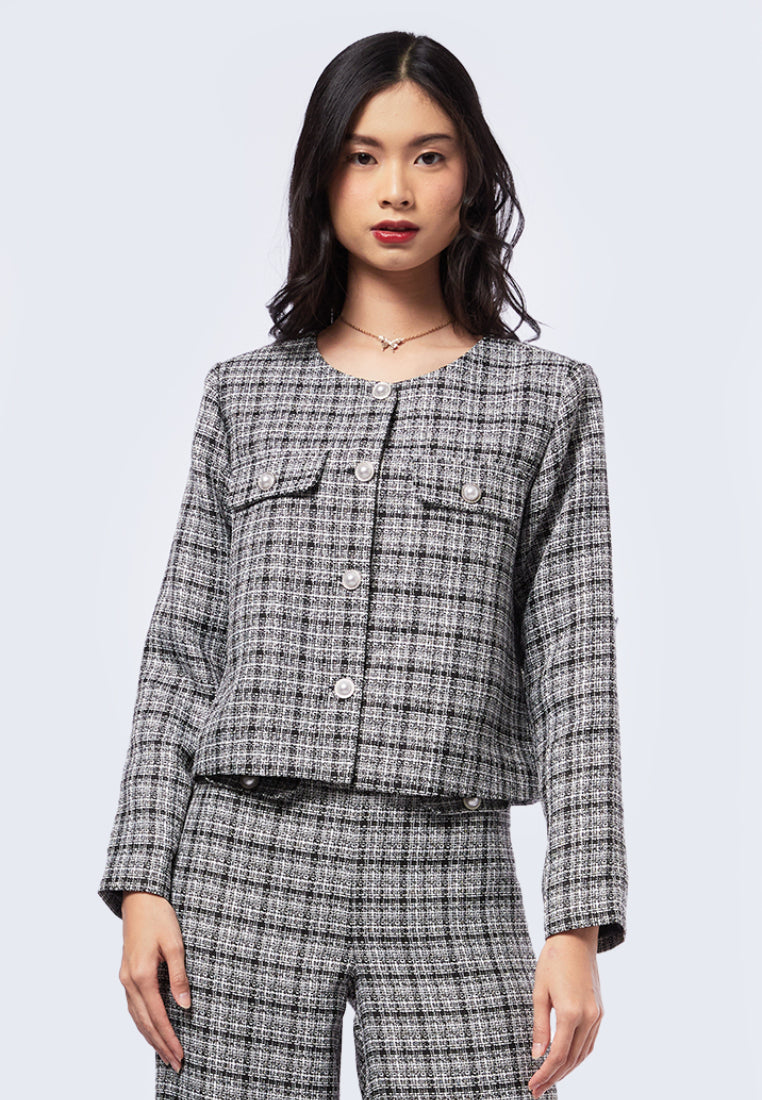 Button Down Tweed Blazer