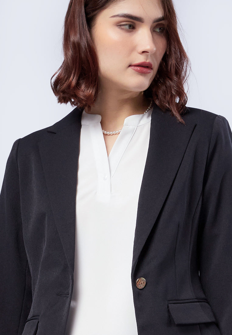 Slim Fit Blazer with Gold Button