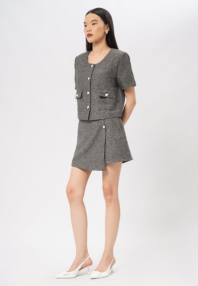 Short Sleeve Tweed Blazer