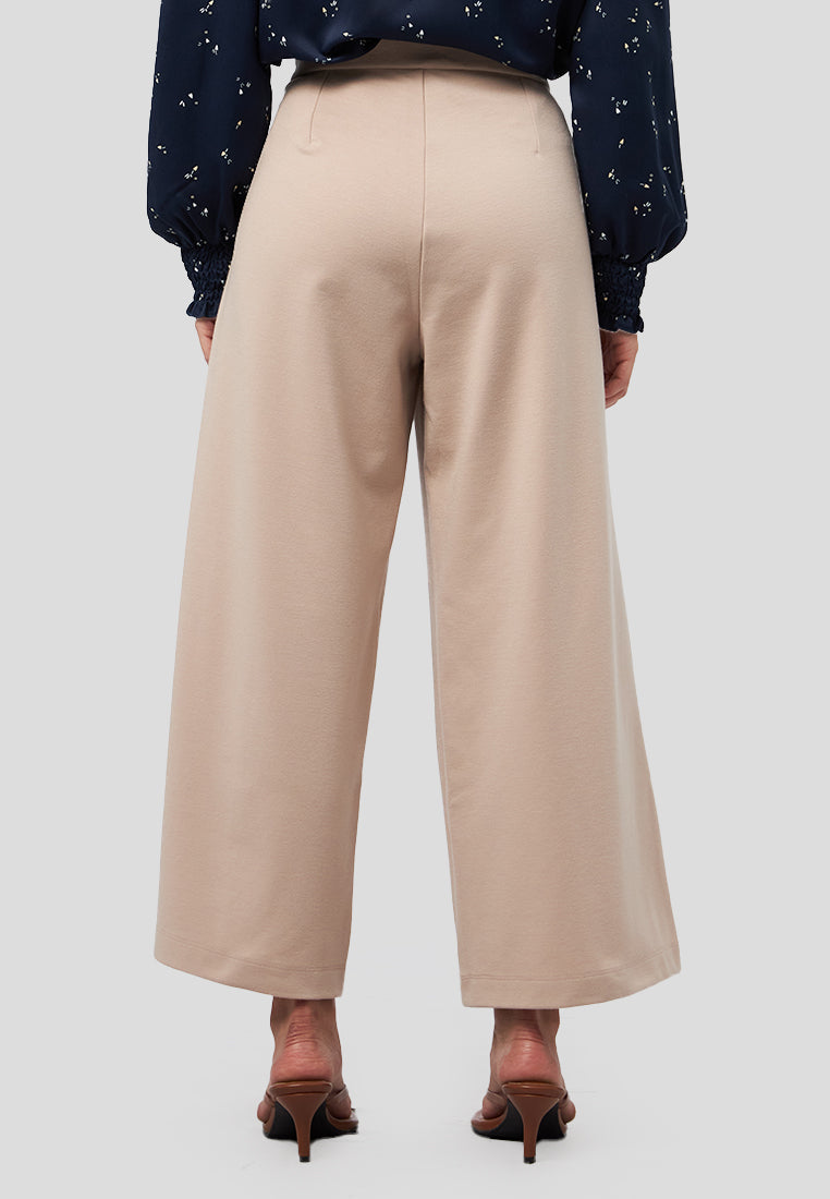 Culotte Pants with Button Details Beige