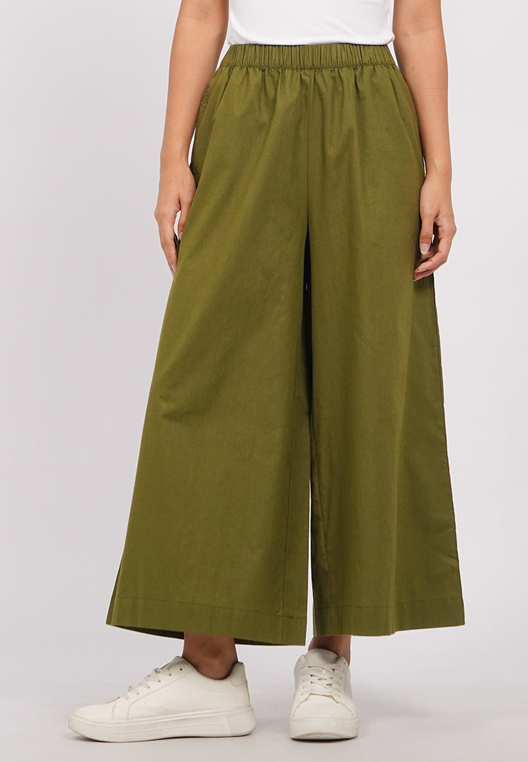 Linen-Blend Wide Leg Pants
