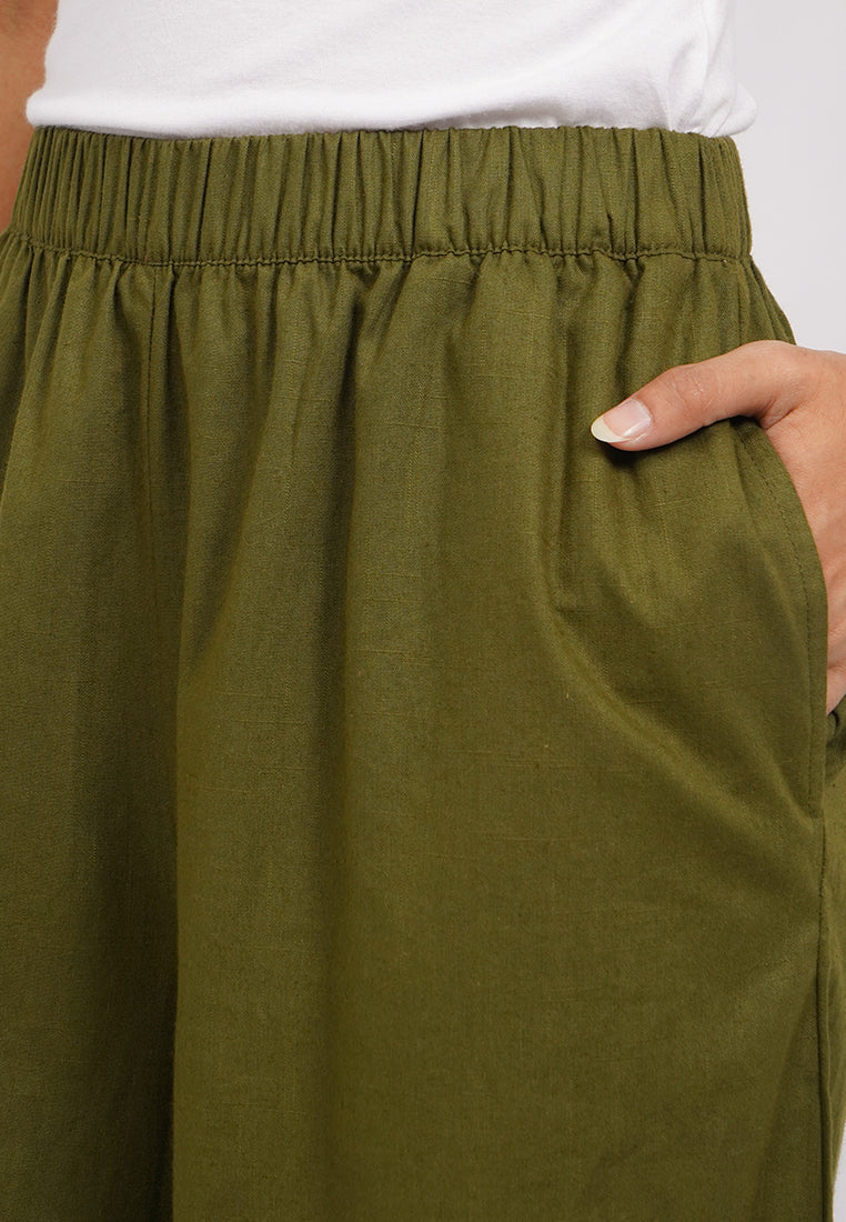 Linen-Blend Wide Leg Pants