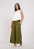 Linen-Blend Wide Leg Pants