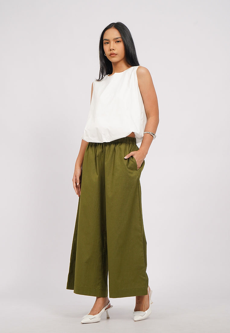 Linen-Blend Wide Leg Pants