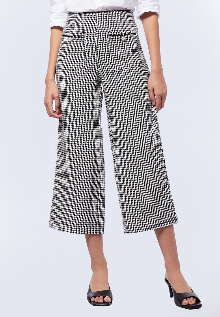 Houndstooth Tweed Cullotte Pants