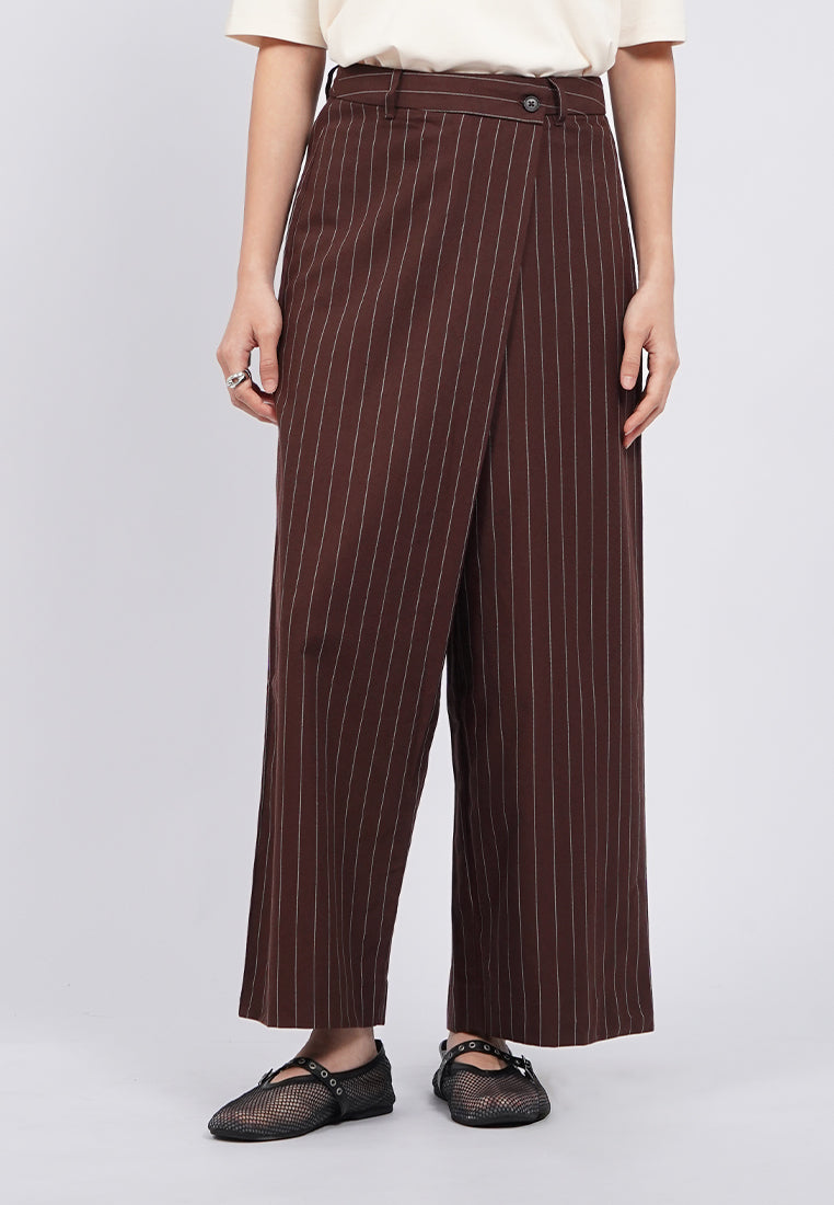 Regular Fit Stripes Wrap Trousers