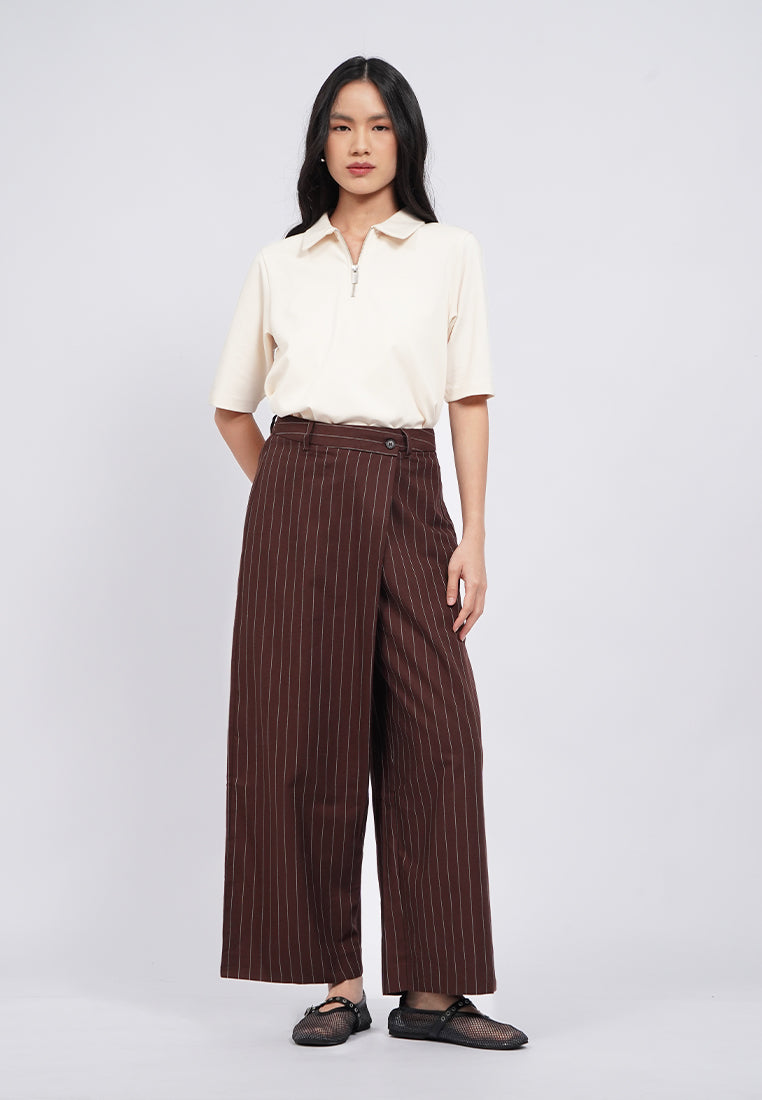 Regular Fit Stripes Wrap Trousers
